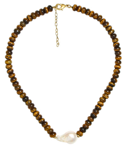 Susie- Quartz Beaded Necklace with freshwater Pearl