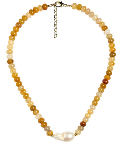 Susie- Quartz Beaded Necklace with freshwater Pearl