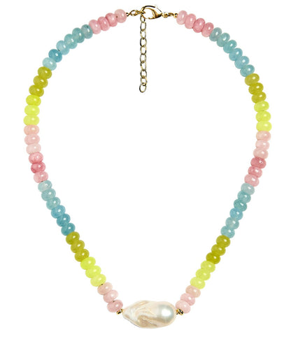 Susie- Quartz Beaded Necklace with freshwater Pearl