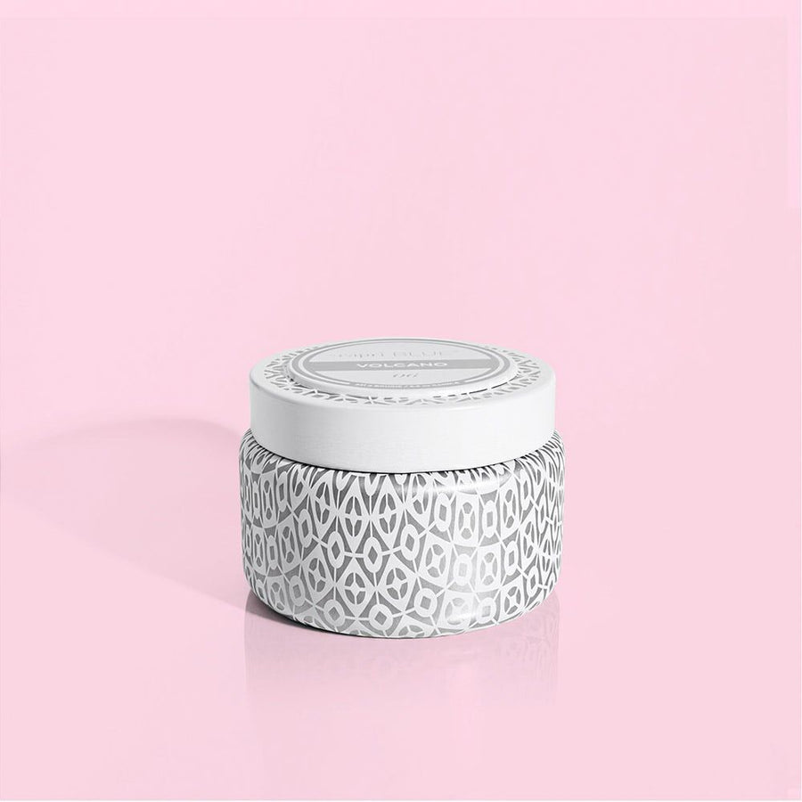 Volcano White Printed Candle Tin, 8.5 oz