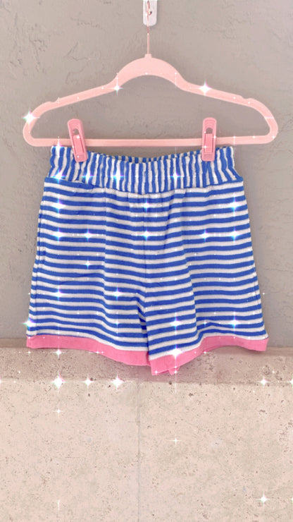 Blue Stripe Shorts Set