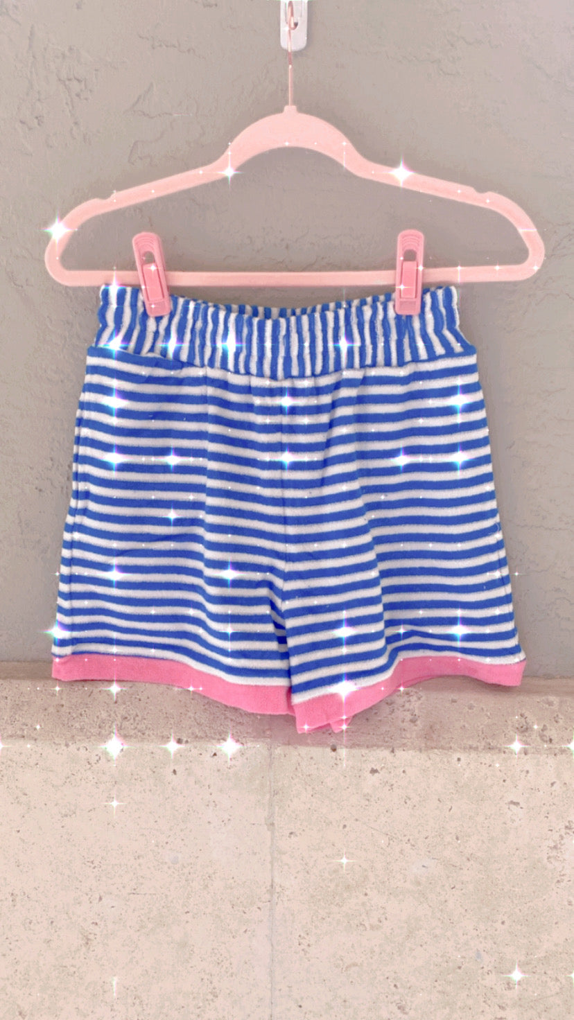 Blue Stripe Shorts Set