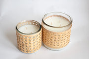 Basketweave Peony Candle