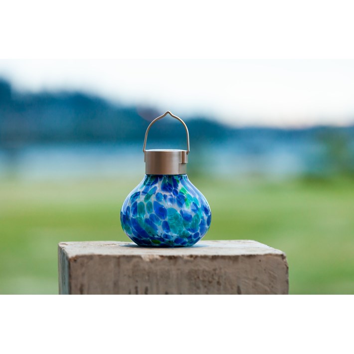 Solar Glass Tea Lantern - Tidal Blue