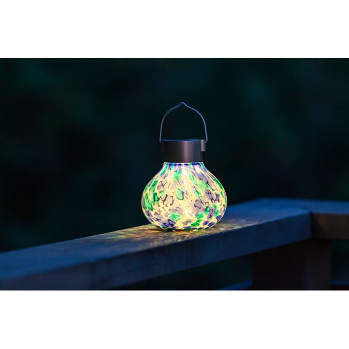 Solar Glass Tea Lantern - Tidal Blue