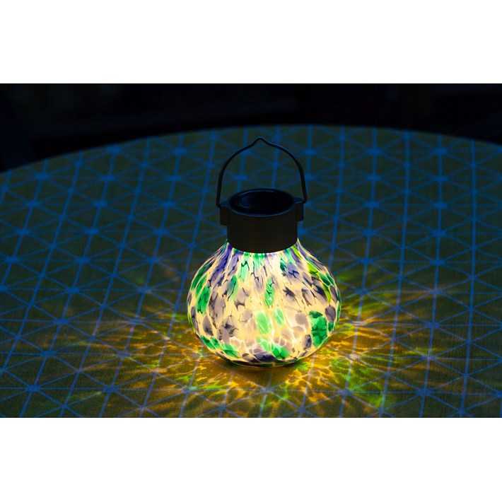 Solar Glass Tea Lantern - Tidal Blue