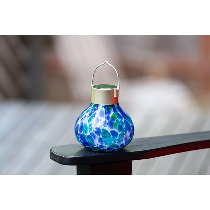 Solar Glass Tea Lantern - Tidal Blue