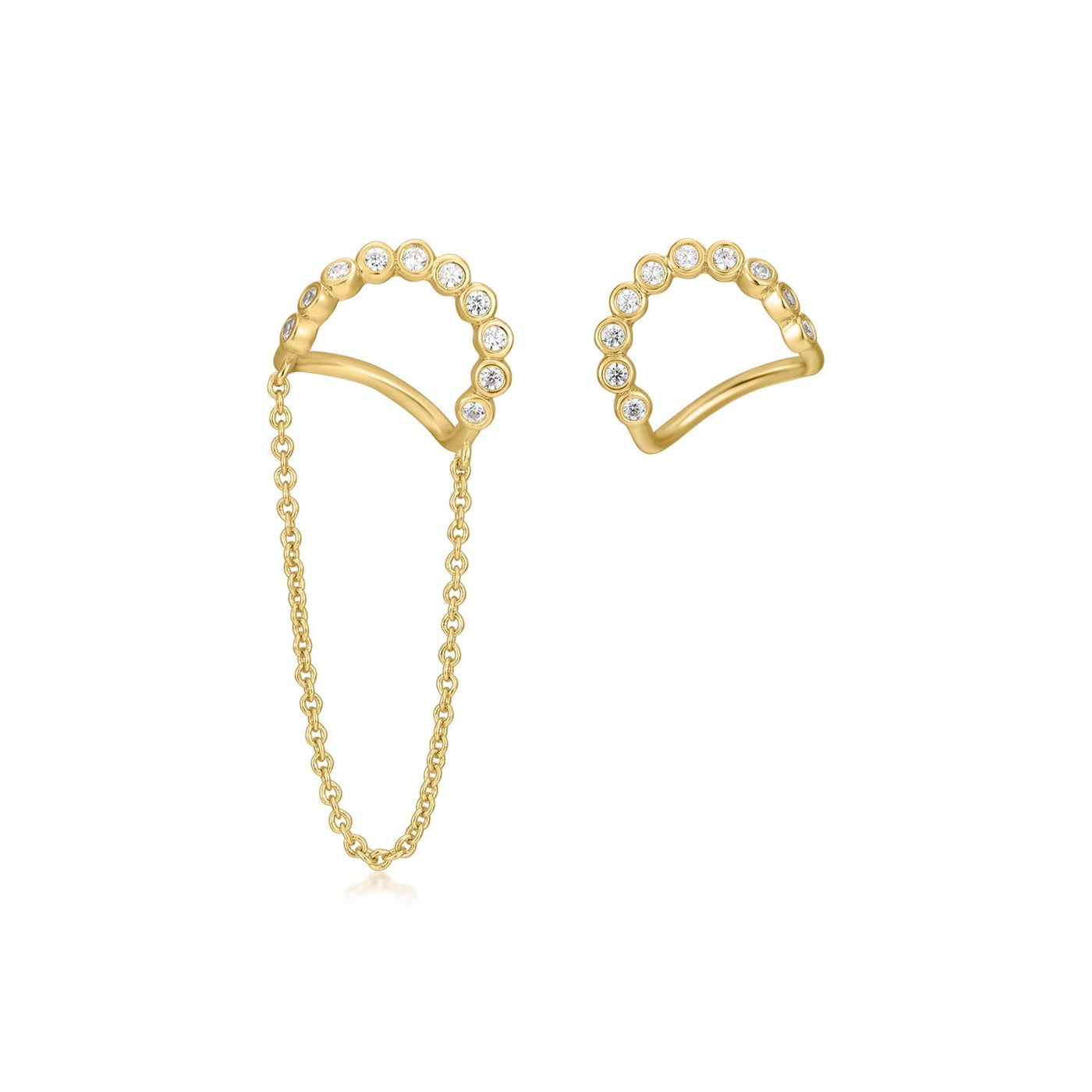 CZ Wavy Earrings With Chain Drop