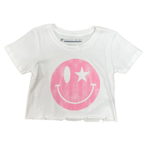 Star Smiley Distressed Crop Tee