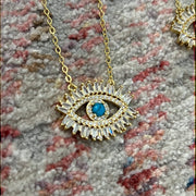 Turquoise and Crystal Evil Eye