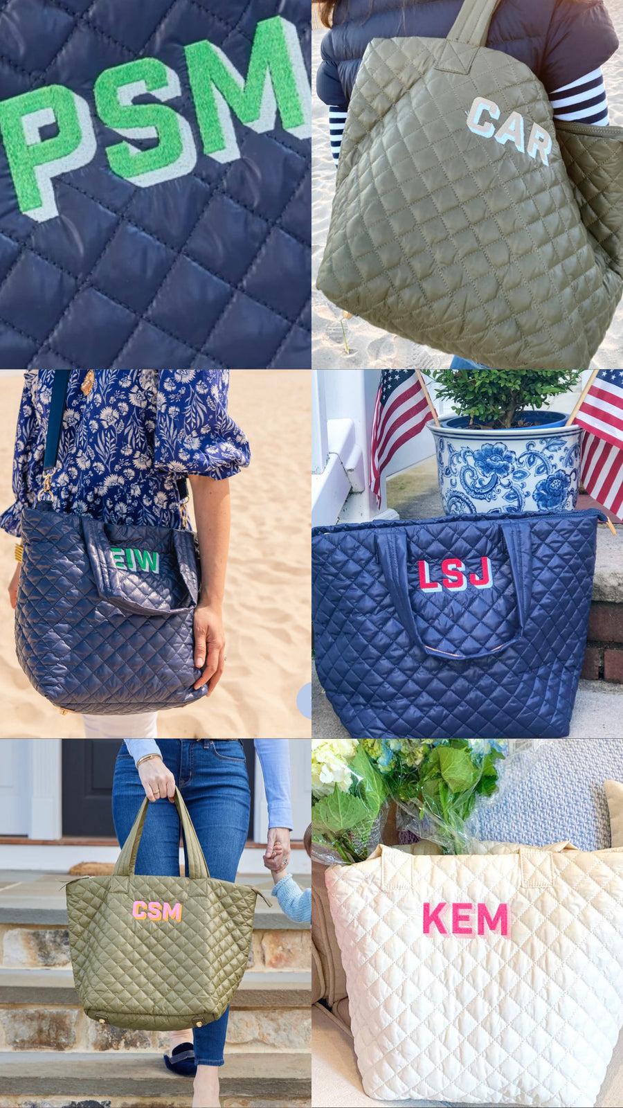 Monogrammed puffer bag