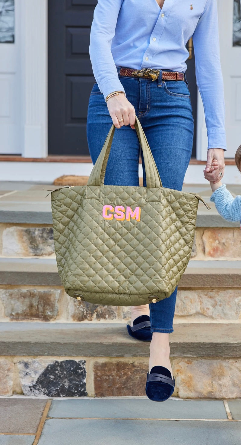 Monogrammed puffer bag