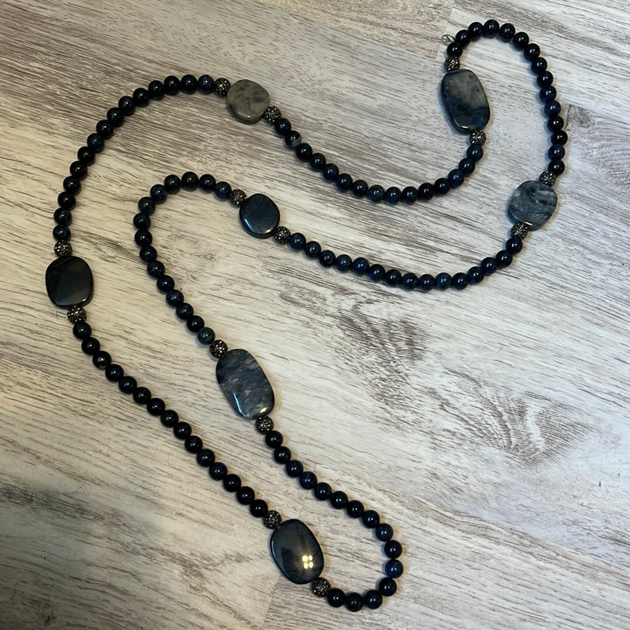 Navy and black beaded necklace