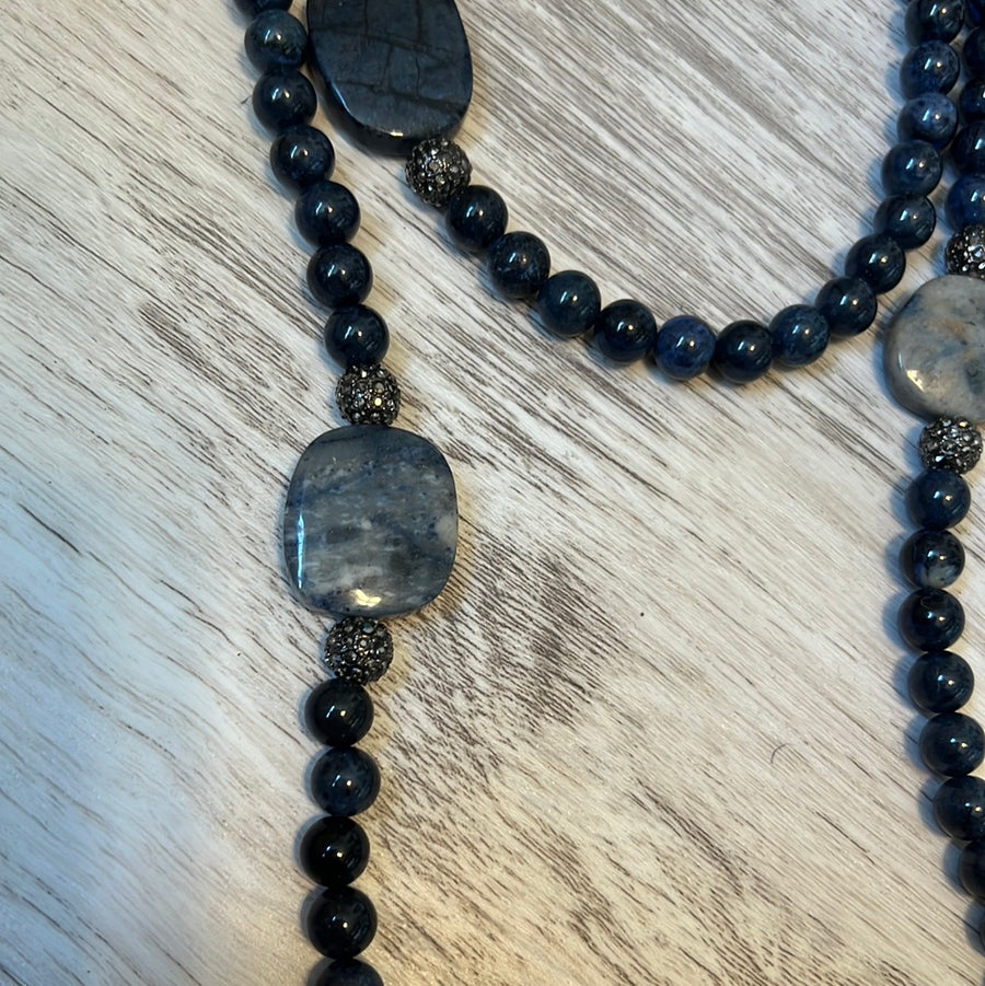 Navy and black beaded necklace